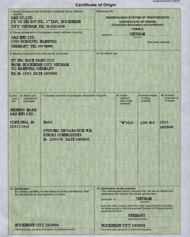 Cập nhật thông tin mới nhất về CO Form A