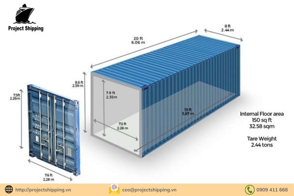 Thông số kích thước container vận chuyển 20 feet